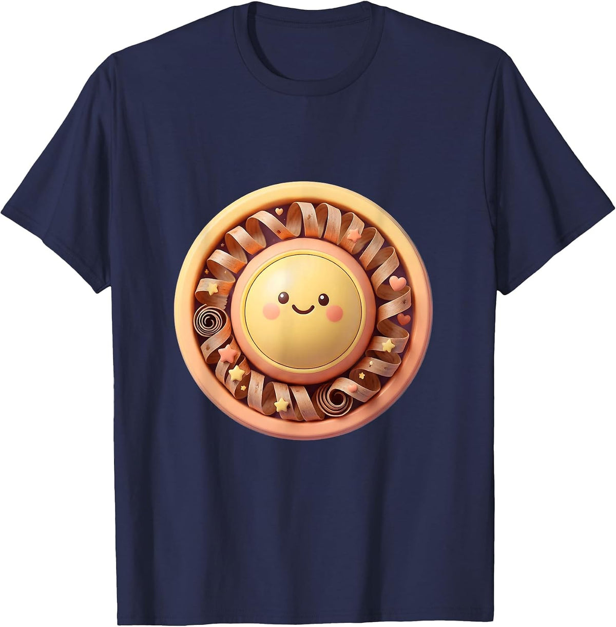 First Grade Pencil Sharpener Curling Shavings Art T-Shirt - Navy Blue