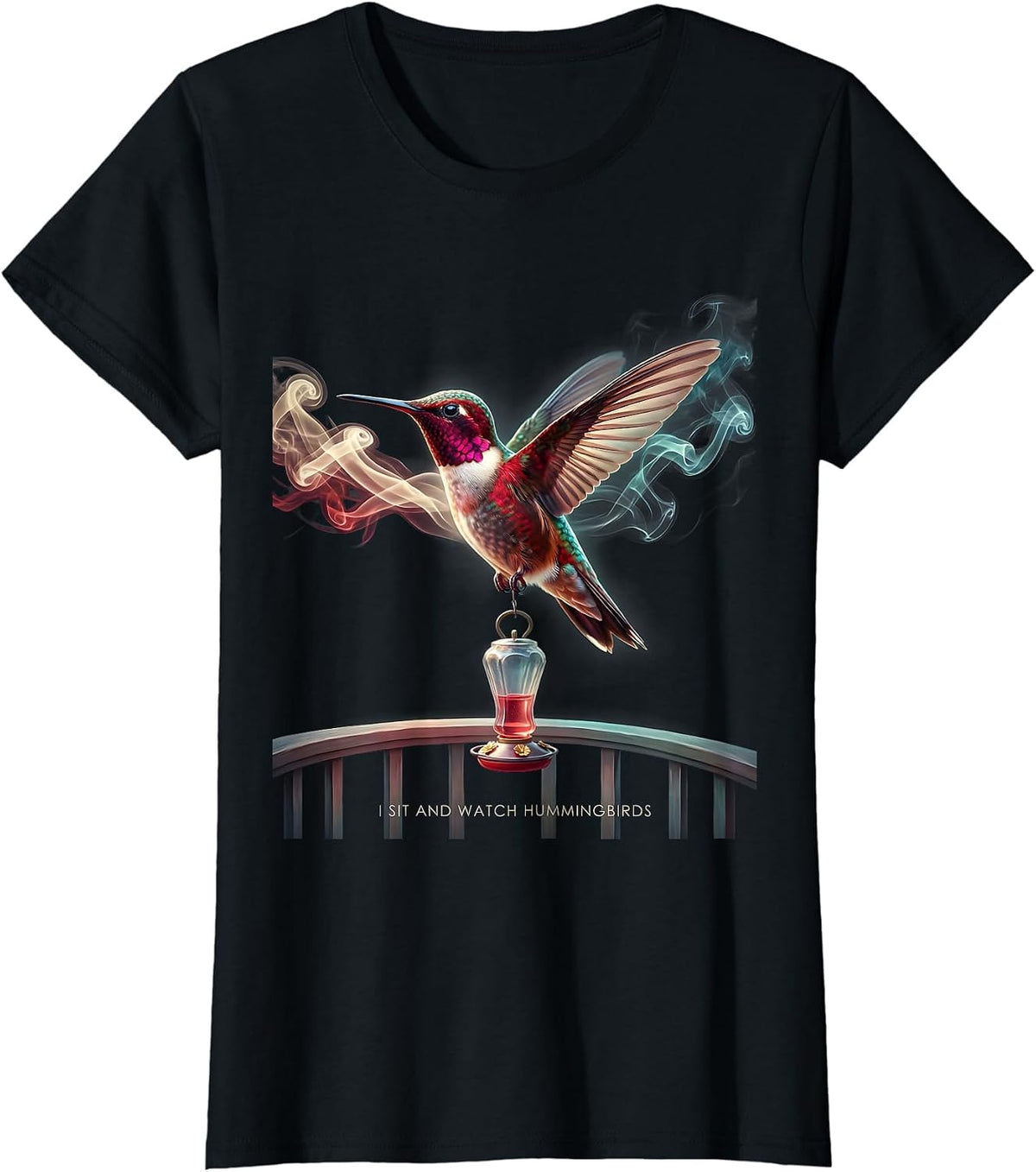 I Sit And Watch Hummingbirds Bird Lover Birdwatcher Nature T-Shirt - Black
