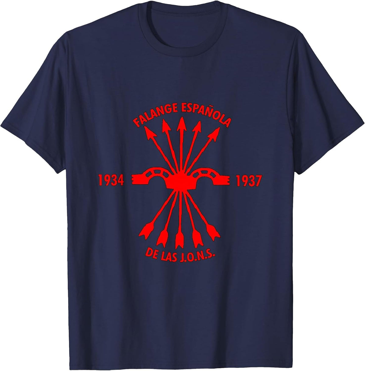 Falange Española/Spanish Falanx, Front-Side Design T-Shirt - Navy Blue