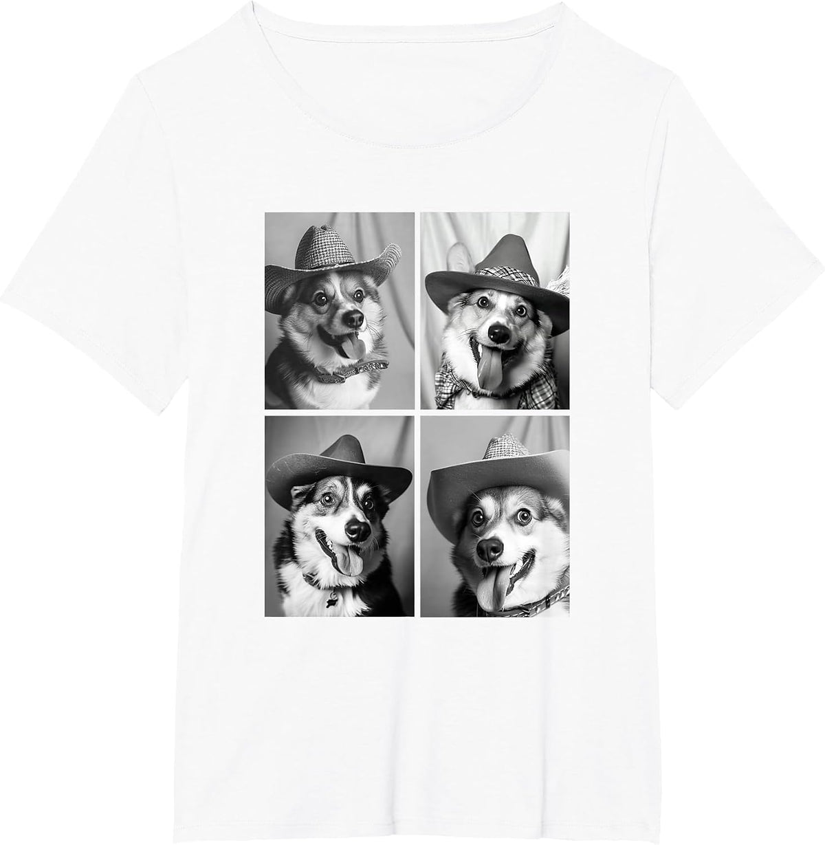 Funny Corgi Cowboy Dogs Cute Western Animals Photography T-Shirt - White