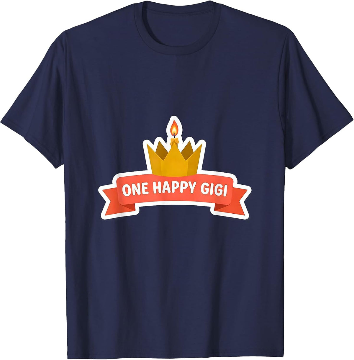 Men's One Happy Gigi Family Matching First Birthday Role Keepsake T-Shirt - Navy Blue