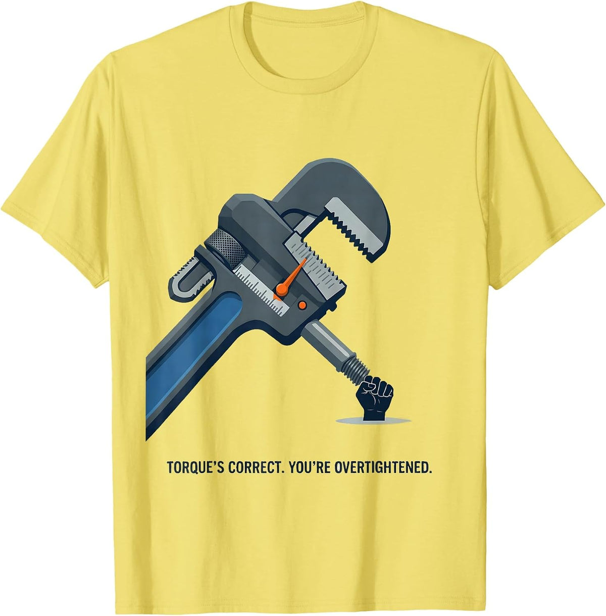 Men's Torque's Correct You're Overtightened Funny Mechanic T-Shirt - Lemon Yellow