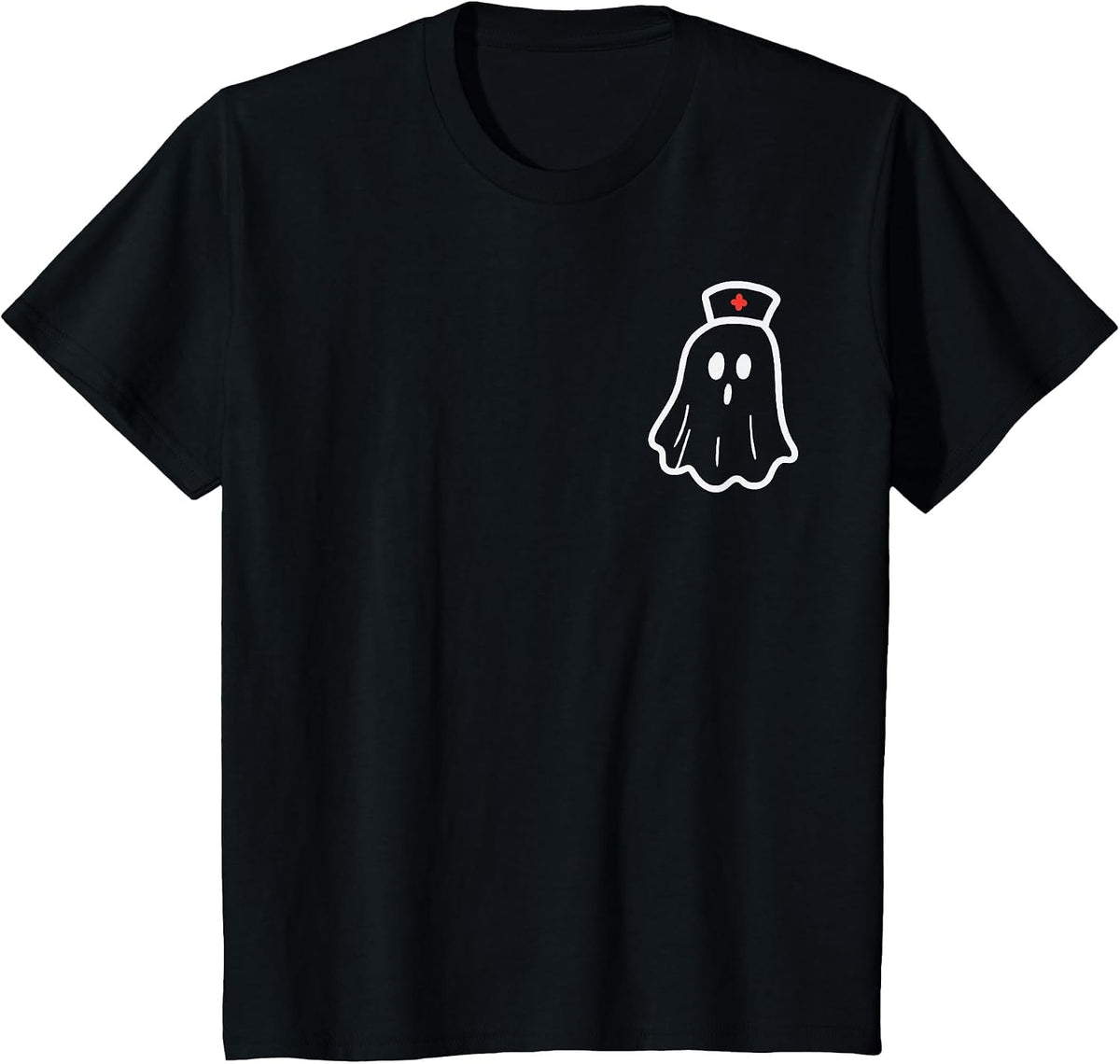 Ghost Nurse Halloween Costume Retro Fall Scrub Top Women T-Shirt - Black