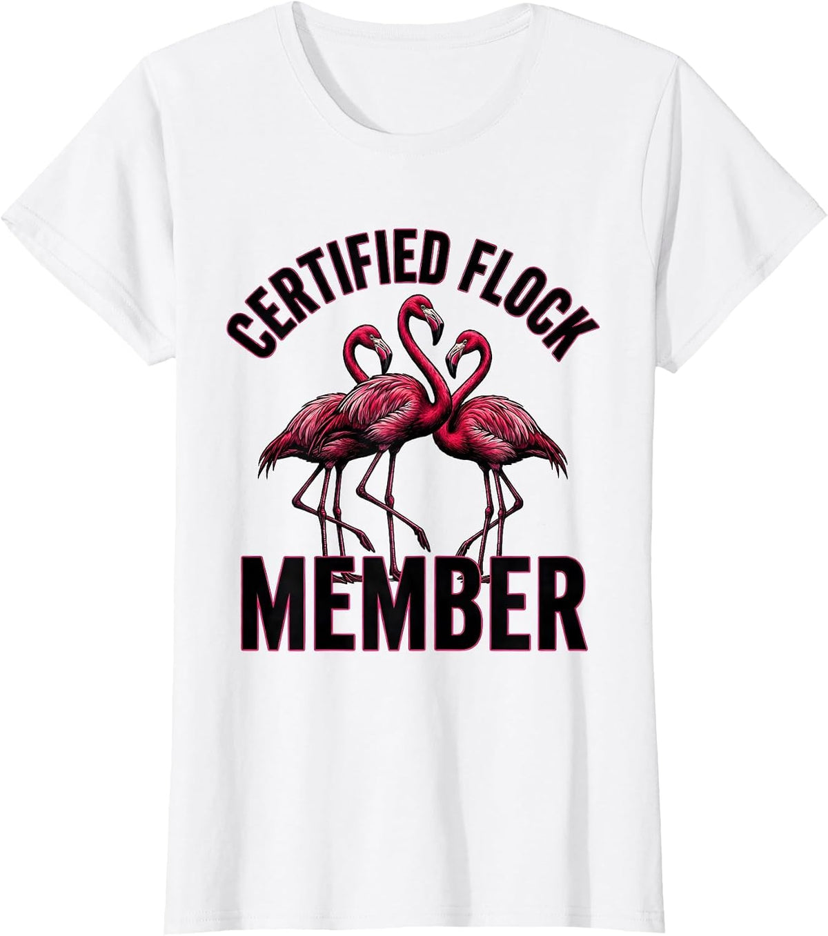 Women's Certified Flock Member Flamingo Lover Summer Vacation T-Shirt - White