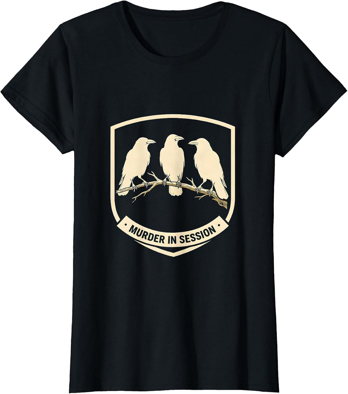 Murder In Session Crow Murder Pun Bird Lover Humor T-Shirt - Black