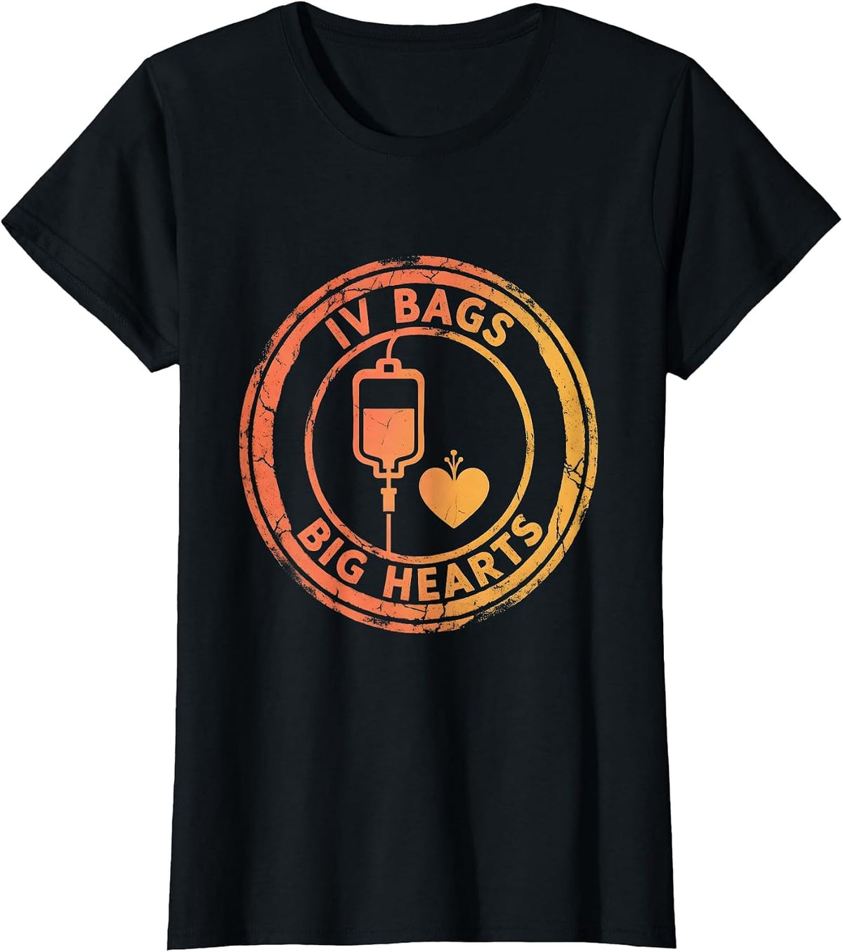 IV Bags and Big Hearts Oncology Nurse Design T-Shirt - Black