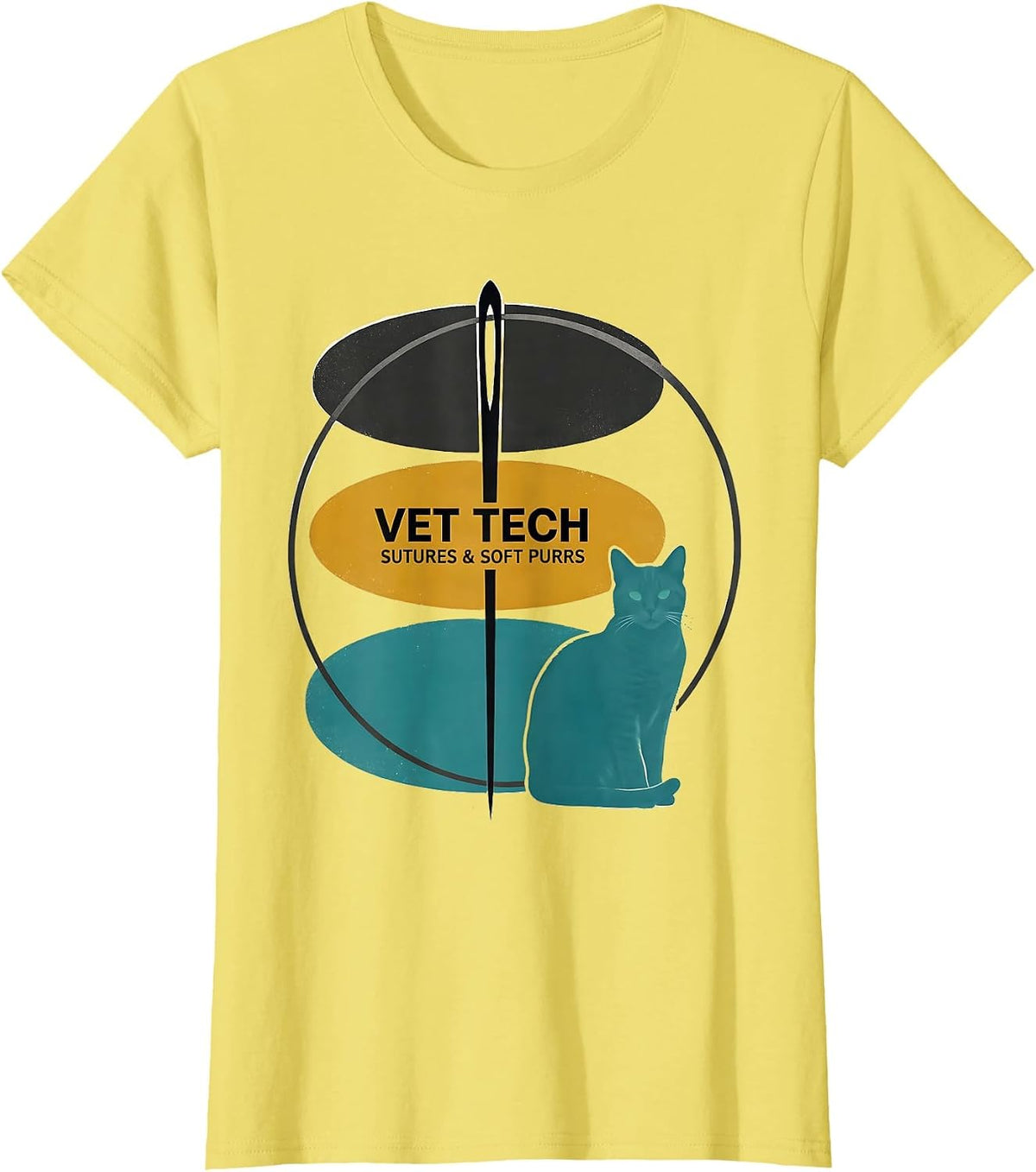 Vet Tech, Sutures & Soft Purrs Midcentury Modern Vet Worker T-Shirt - Lemon Yellow