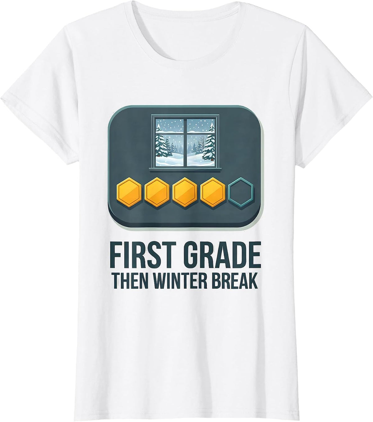Women's First Grade Then Winter Break Funny Teacher Winter Break T-Shirt - White