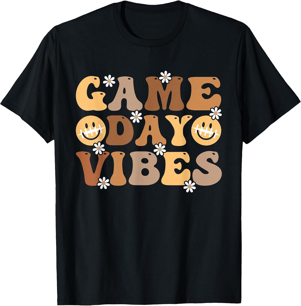 Funny American Football Game Day Vibes Sport Women Girl T-Shirt - Black