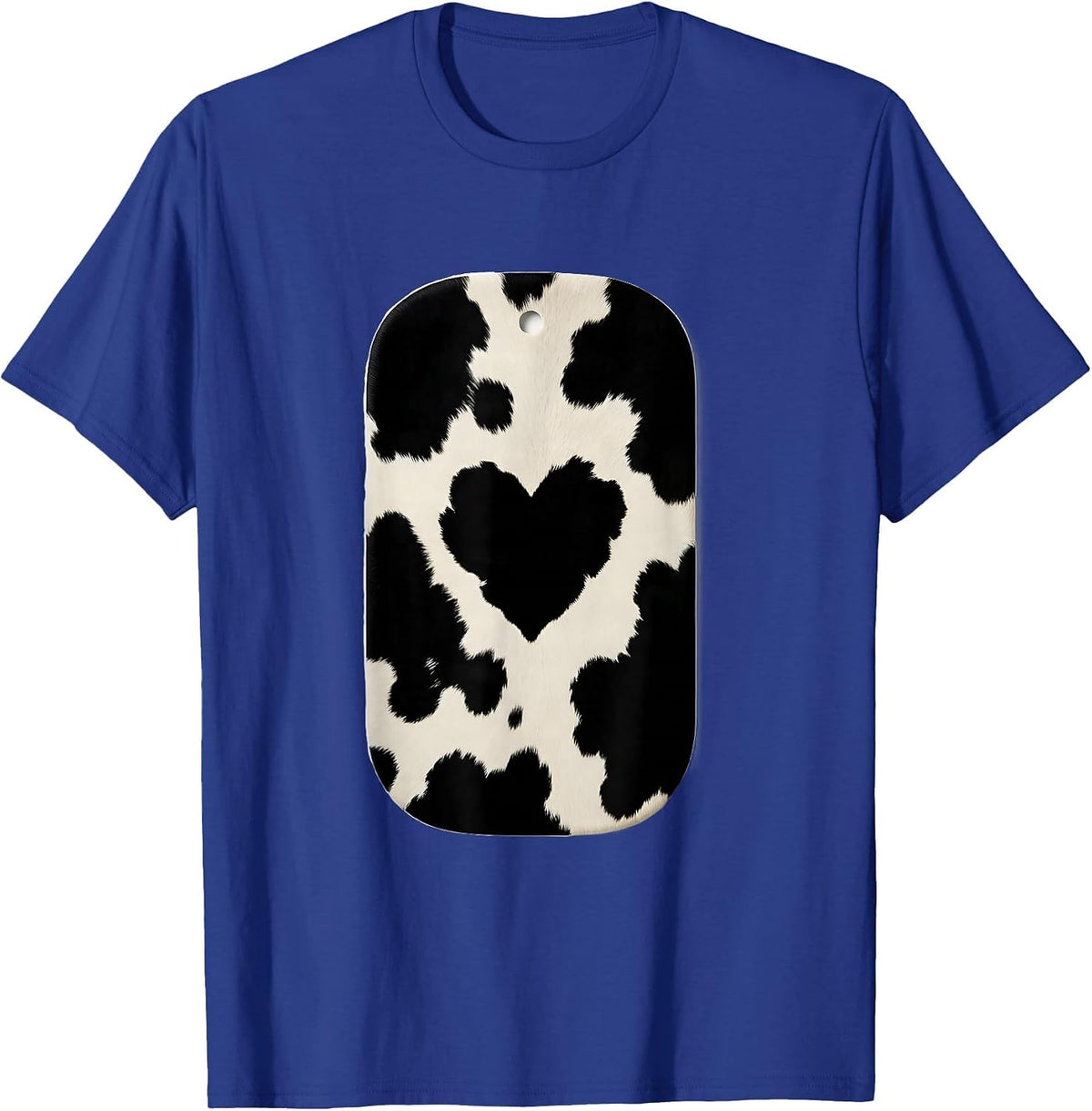 Cow Print Heart Pattern Cute Cow Lover Graphic T-Shirt - Royal Blue