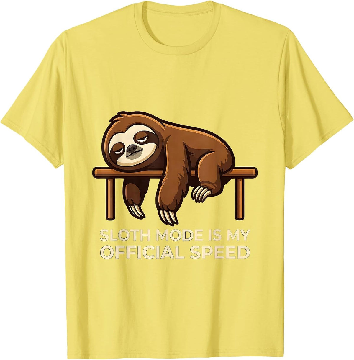 Men's Sloth Mode Is My Official Speed Funny Sloth Lover Humor T-Shirt - Lemon Yellow