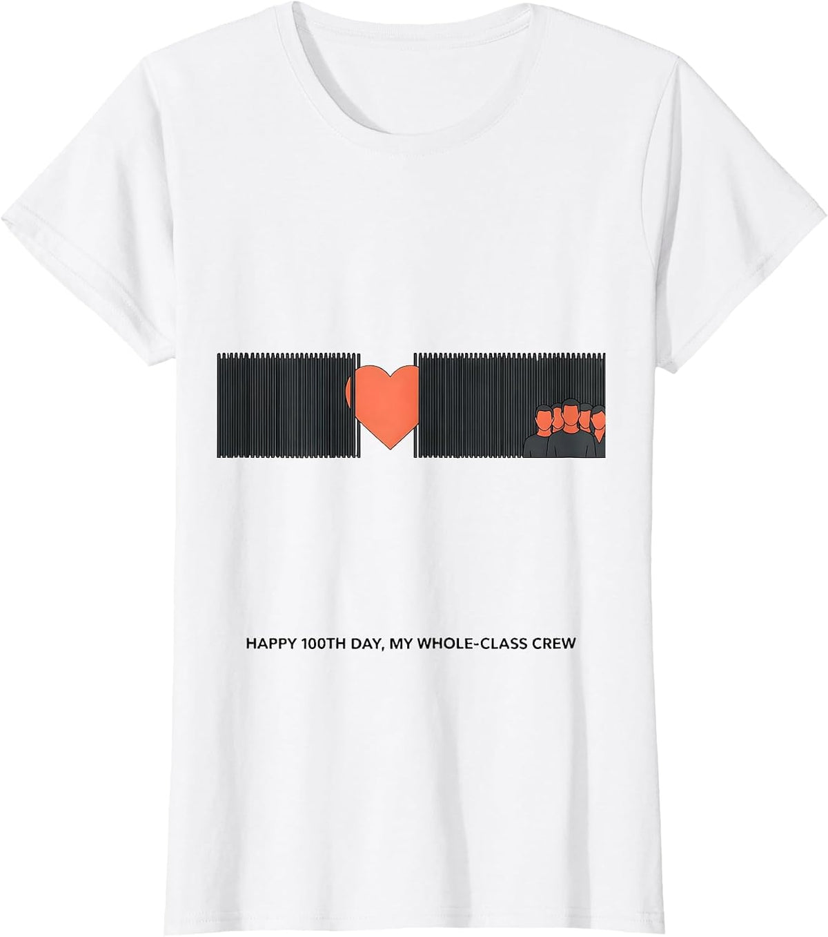 Women's Happy 100th Day My Whole-Class Crew Teacher Valentine T-Shirt - White