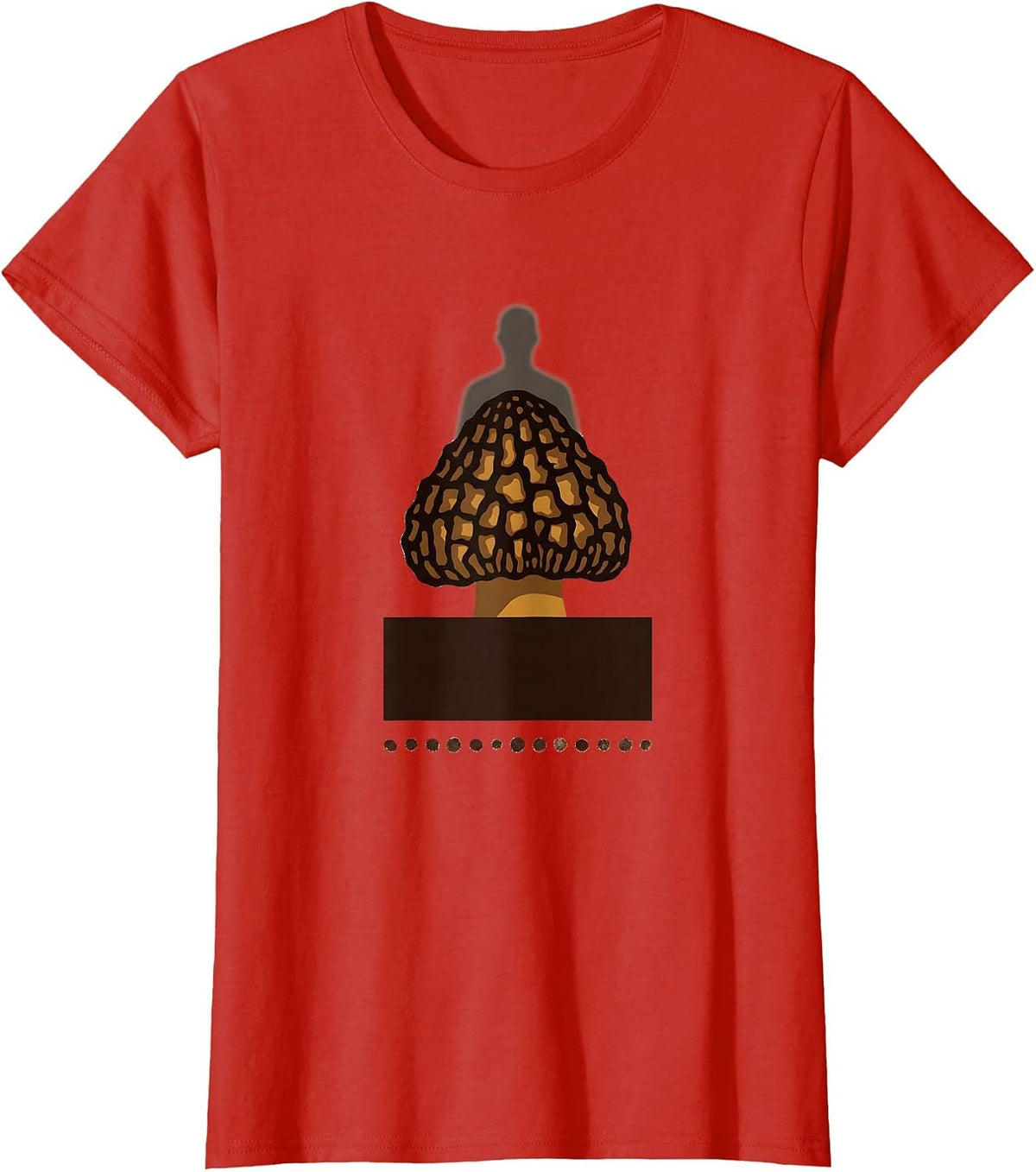 Morel Silhouette Minimalist Mushroom Forager Humor T-Shirt - Red
