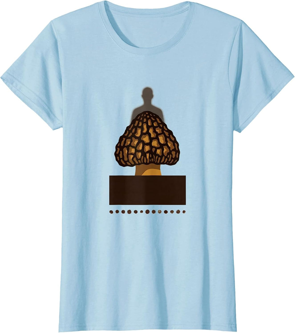 Morel Silhouette Minimalist Mushroom Forager Humor T-Shirt - Baby Blue