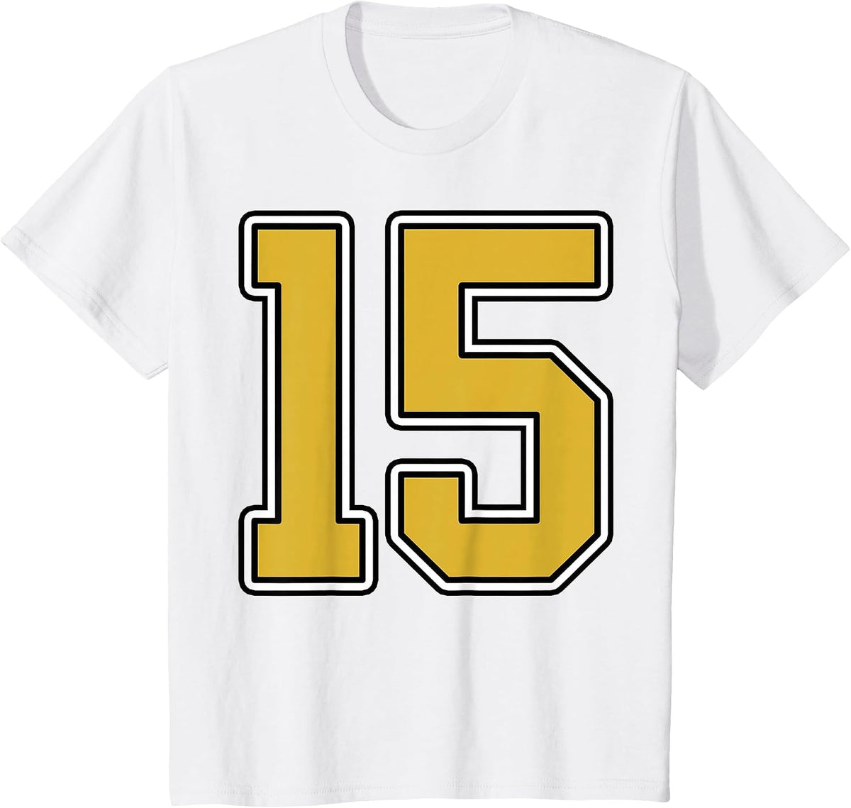 Old Gold Black White Sports Number 15 Jersey Uniform Player T-Shirt - White