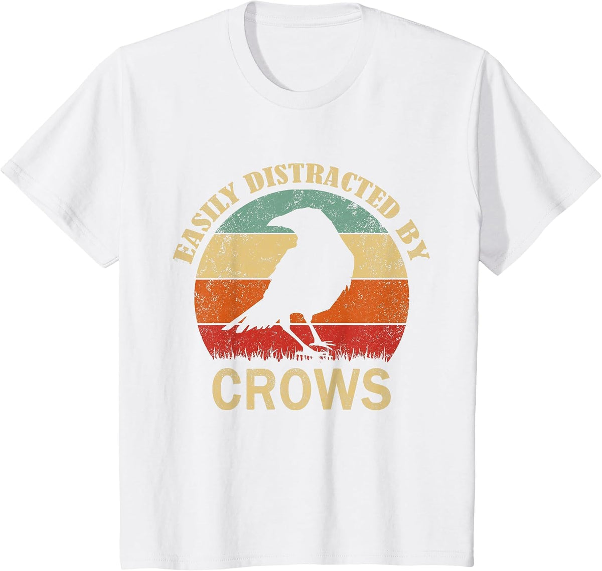 Easily Distracted By Crows | Retro Funny Bird Lover Crow T-Shirt - White