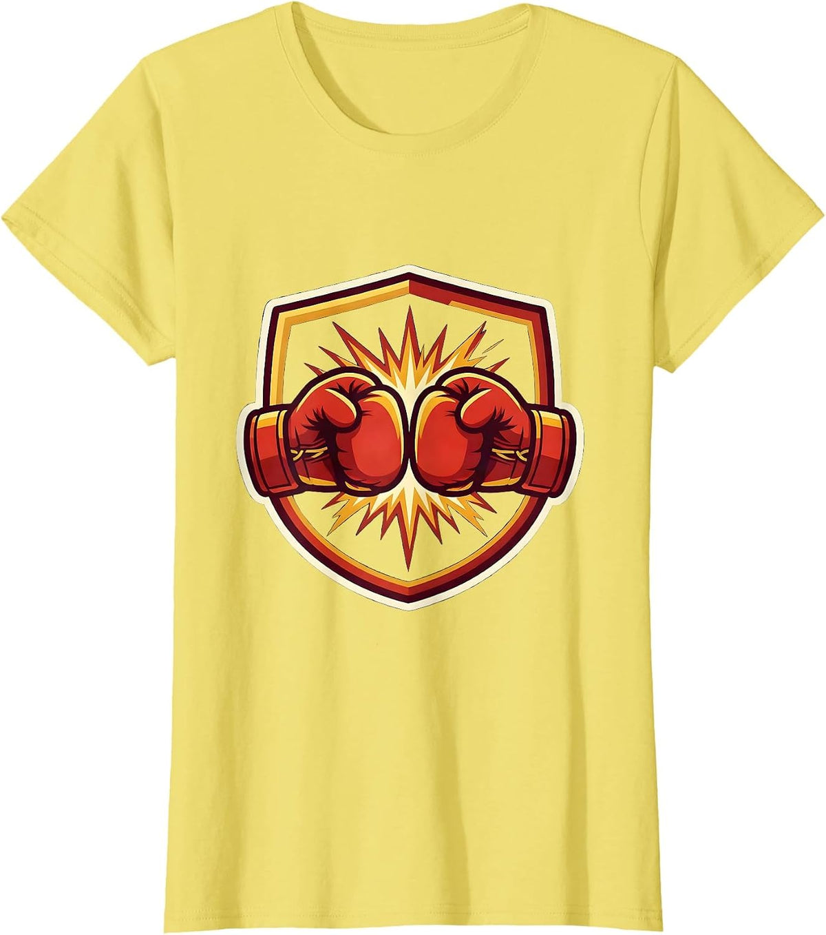 Women's Boxing Gloves Clash Sparks Graphic Tee T-Shirt - Lemon Yellow