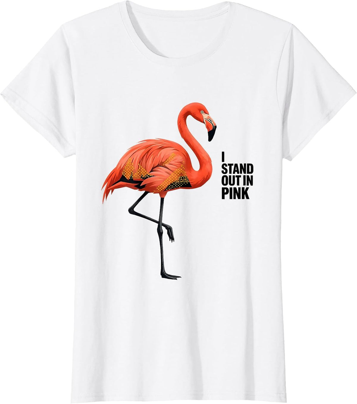 I Stand Out In Pink Midcentury Modern Flamingo Lover Humor T-Shirt - White
