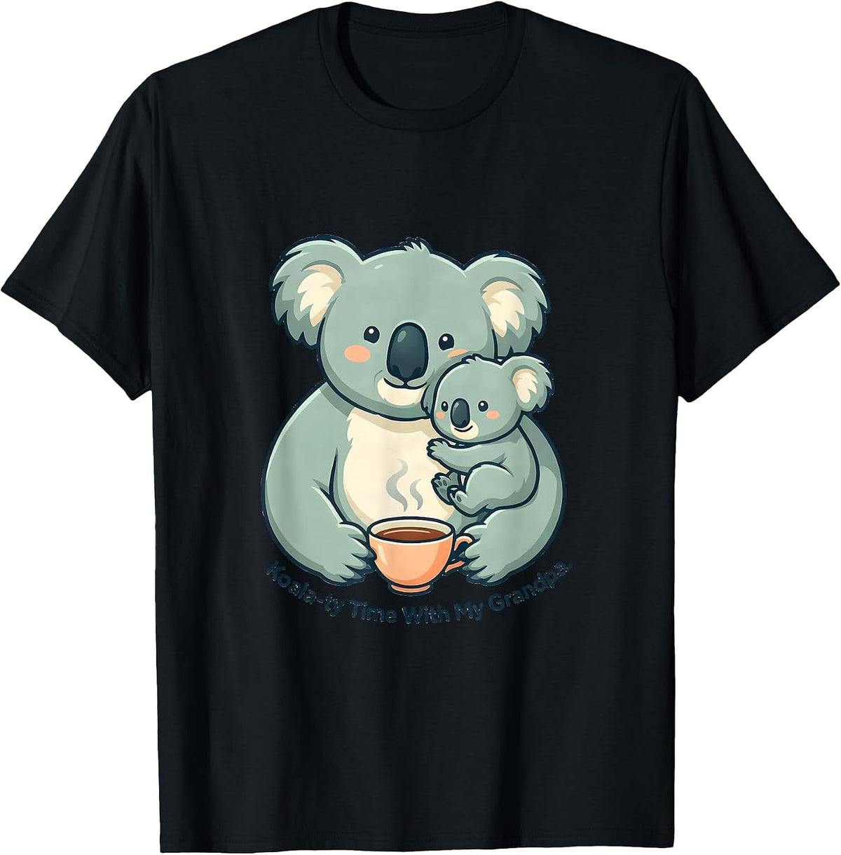 Men's Koala-ty Time With My Grandpa Cute Kawaii Koala Pun Gift T-Shirt - Black