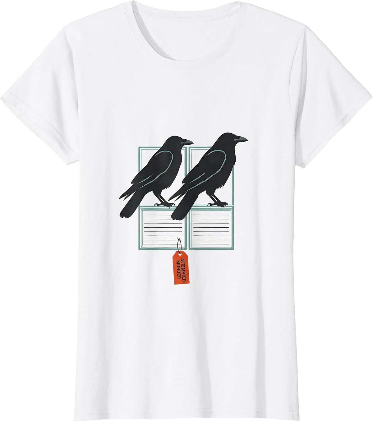 Attempted Murder Editorial Conceptual Crow Pun Humor T-Shirt - White