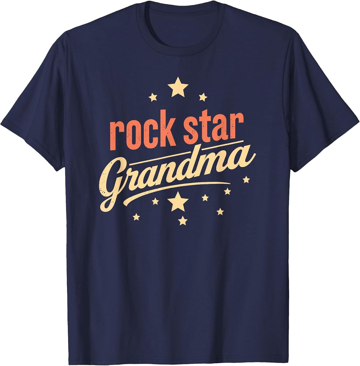 Funny Rockin Graphic Rock Star Grandma T-Shirt - Navy Blue