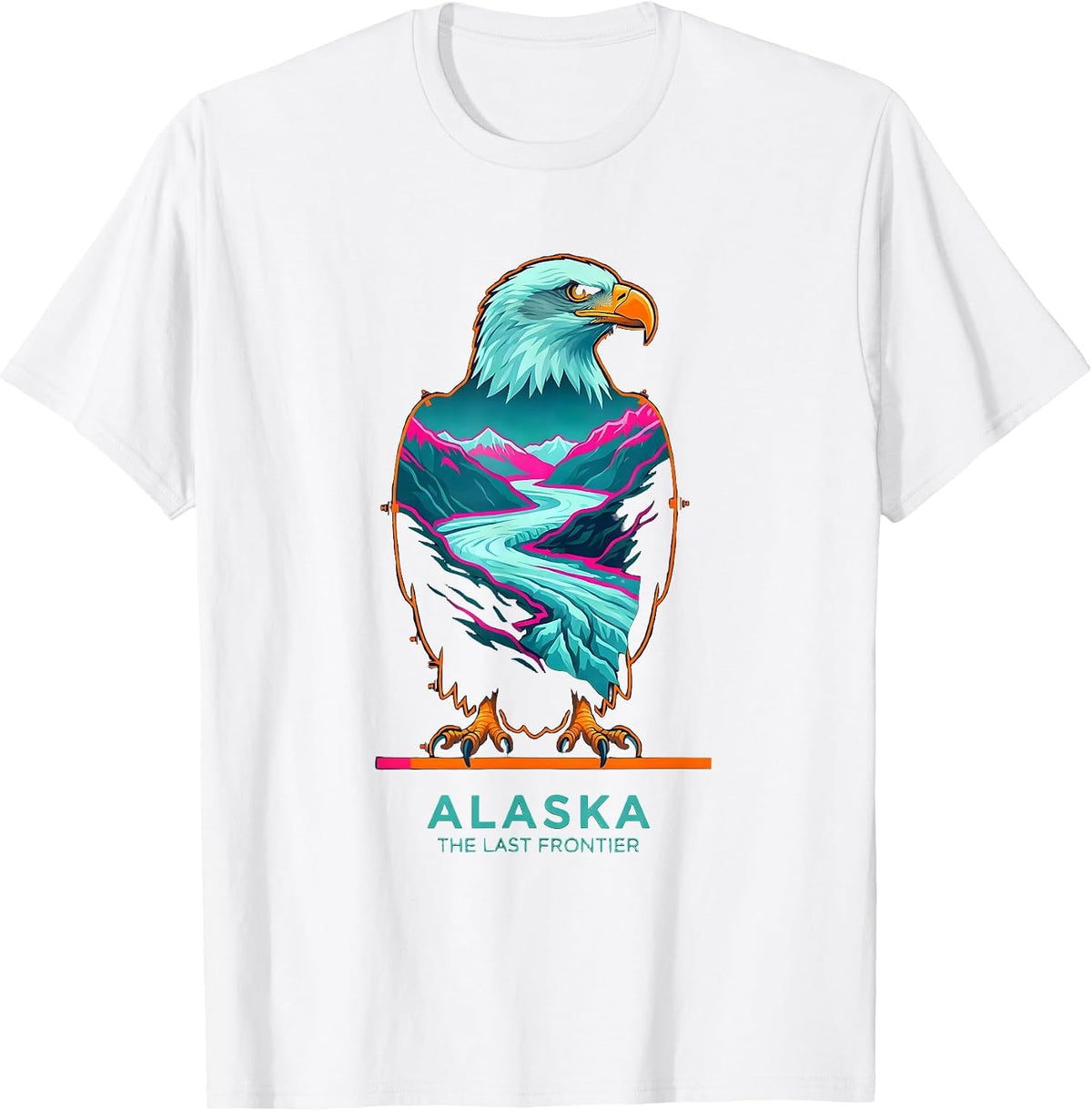 Men's Alaska The Last Frontier Risograph Vintage State Souvenir T-Shirt - White