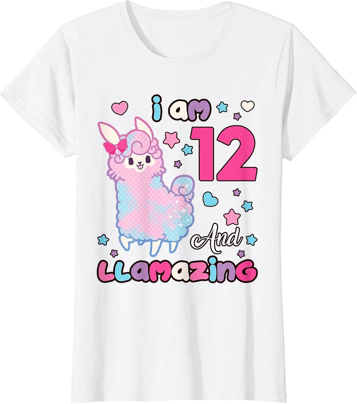 Llama 12 Years Old 12th Birthday Girl I Am Twelve Llamazing T-Shirt - White
