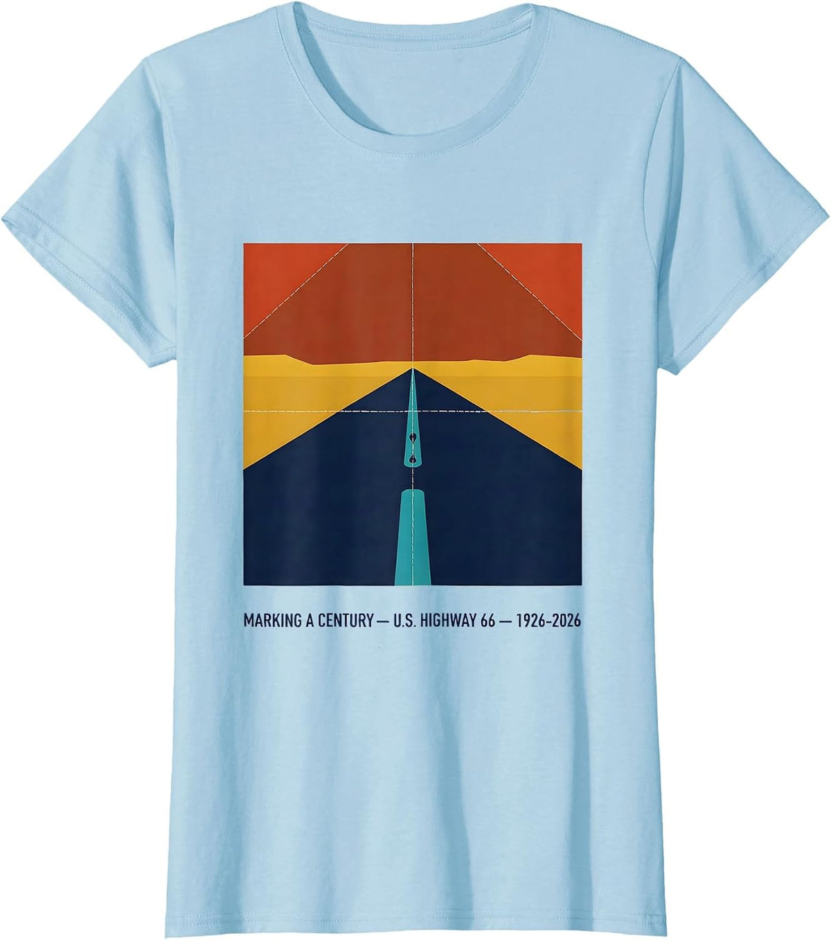 Women's Marking A Century — U.S. Highway 66 — 1926-2026 Vintage T-Shirt - Baby Blue