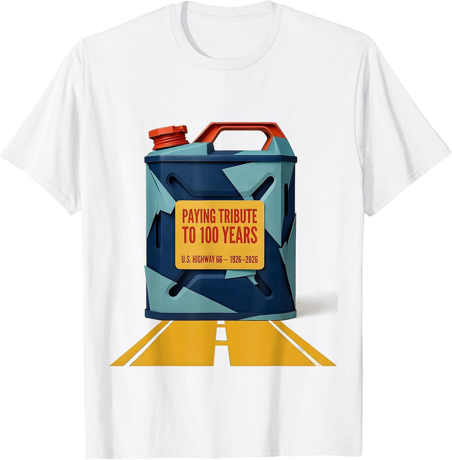 Men's Paying Tribute To 100 Years — U.S. Highway 66 — 1926-2026 T-Shirt - White