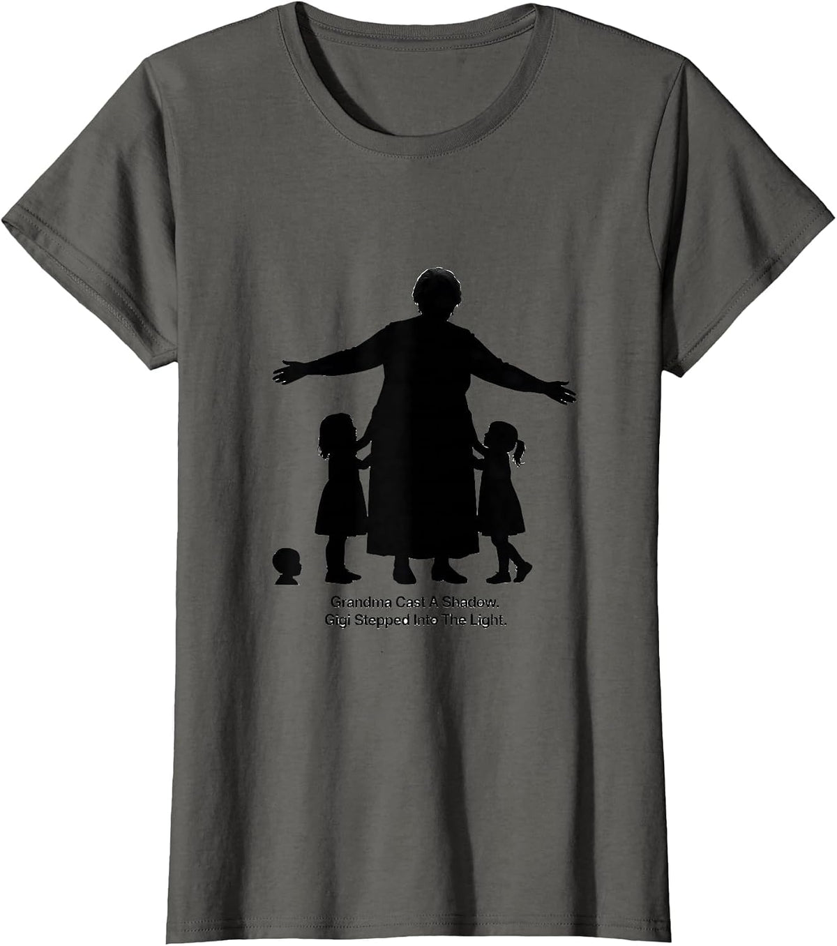 Women's Grandma Cast A Shadow Gigi Stepped Into The Light Family T-Shirt - Asphalt Grey
