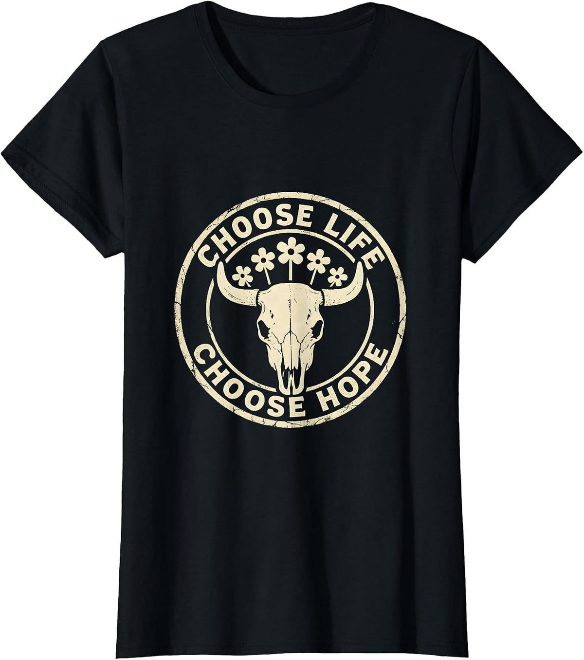 Women's Choose Life Choose Hope Suicide Prevention Design T-Shirt - Black