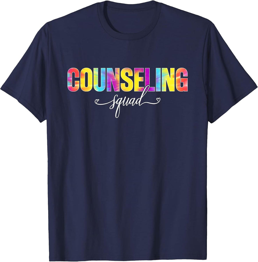 School Counselor Counseling Squad Tie Dye for Women Men T-Shirt - Navy Blue
