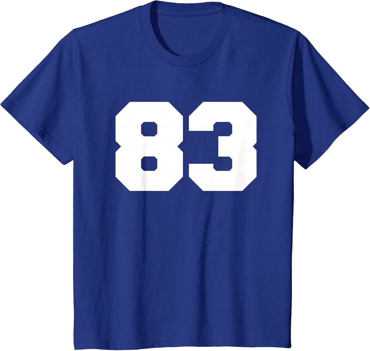 Number 83 Sports Jersey Player #83 Fan Front Print Varsity T-Shirt - Royal Blue