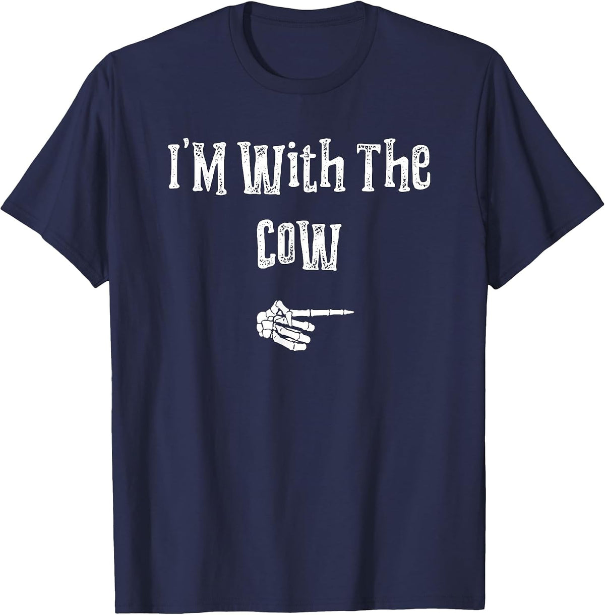 I'm with Cow Farmer Halloween Costume Funny Couples Matching T-Shirt - Navy Blue