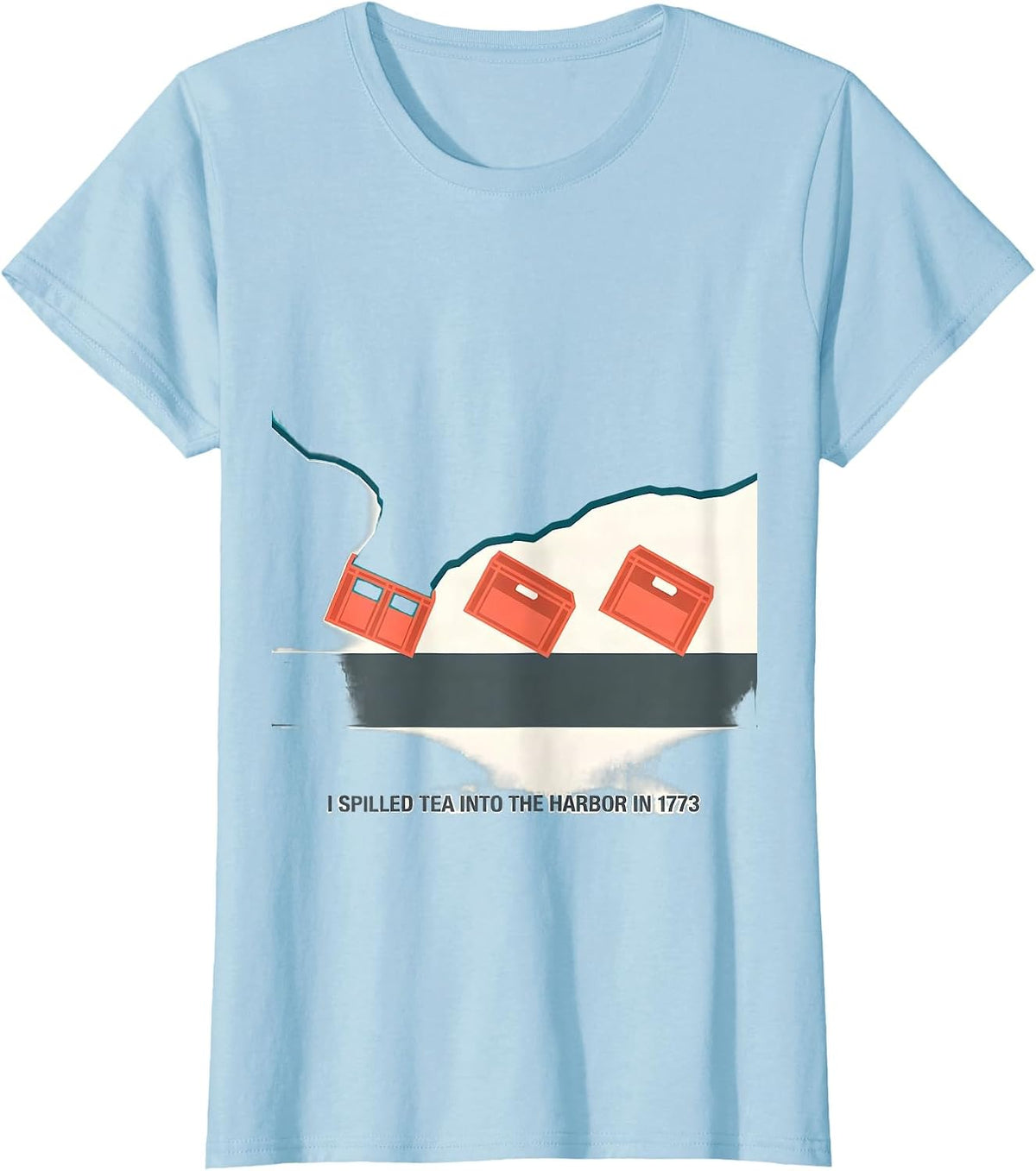 Women's I Spilled Tea Into The Harbor In 1773 Funny History Teacher T-Shirt - Baby Blue