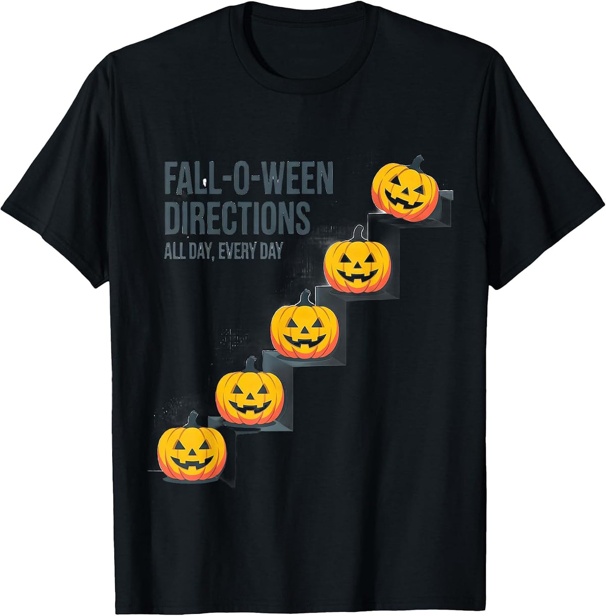 Men's Fall-O-Ween Directions All Day Every Day Teacher T-Shirt - Black