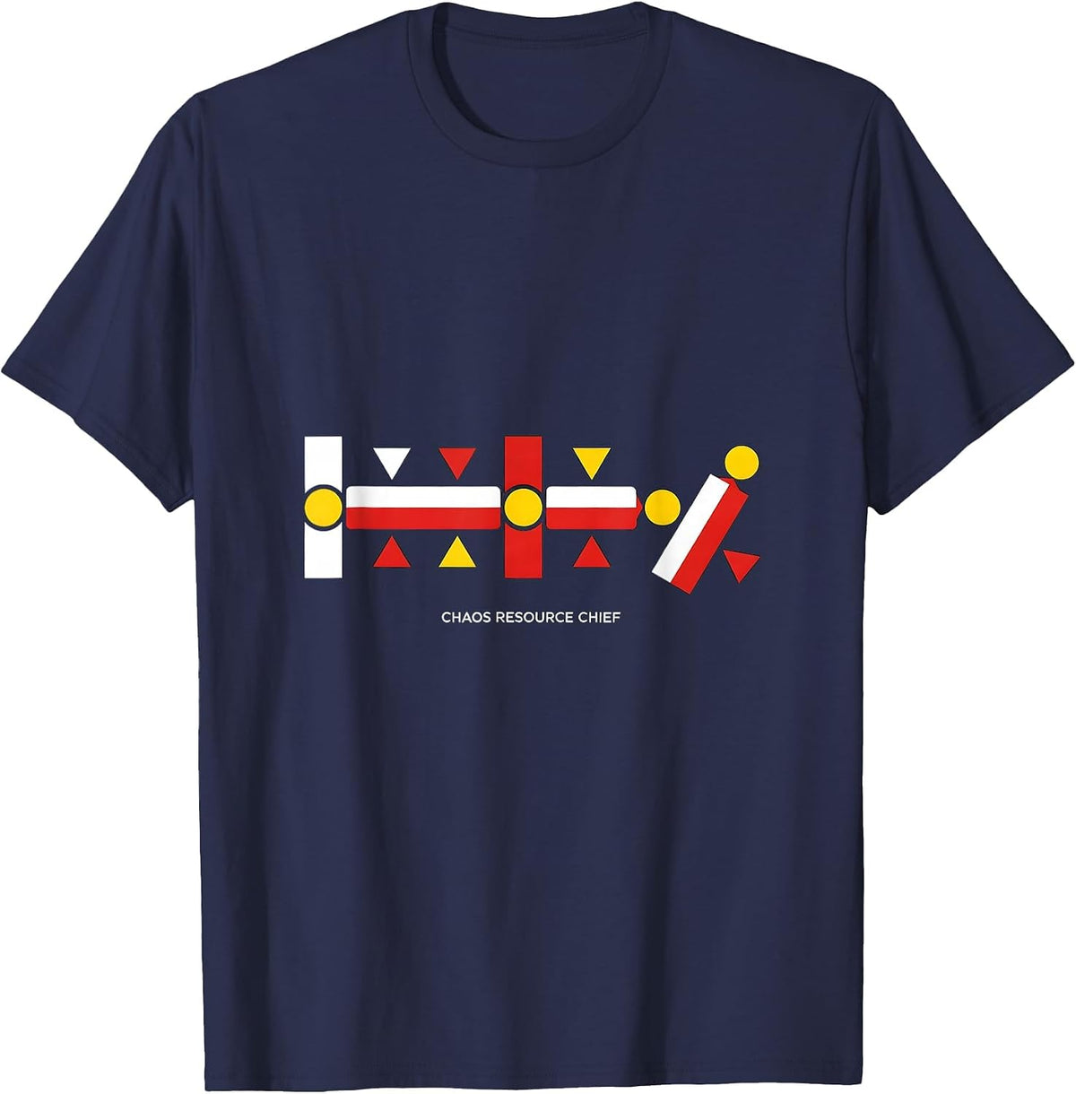 Men's Chaos Resource Chief Bauhaus Modernist Funny Chaos T-Shirt - Navy Blue
