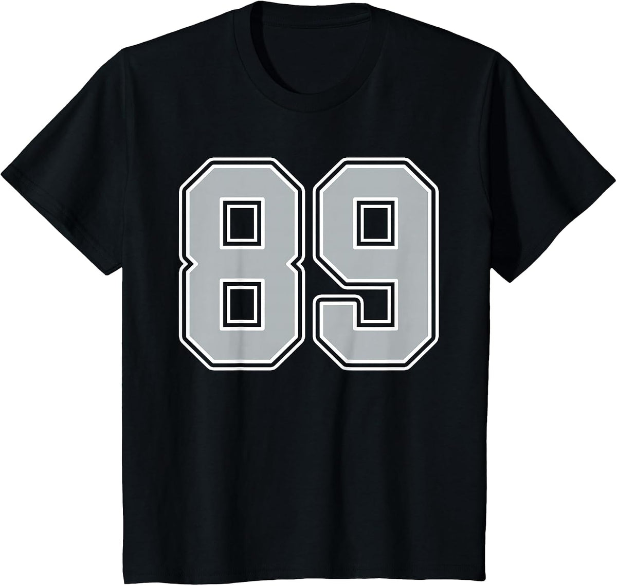 Silver Black White Number 89 Jersey Player Uniform #89 T-Shirt - Black