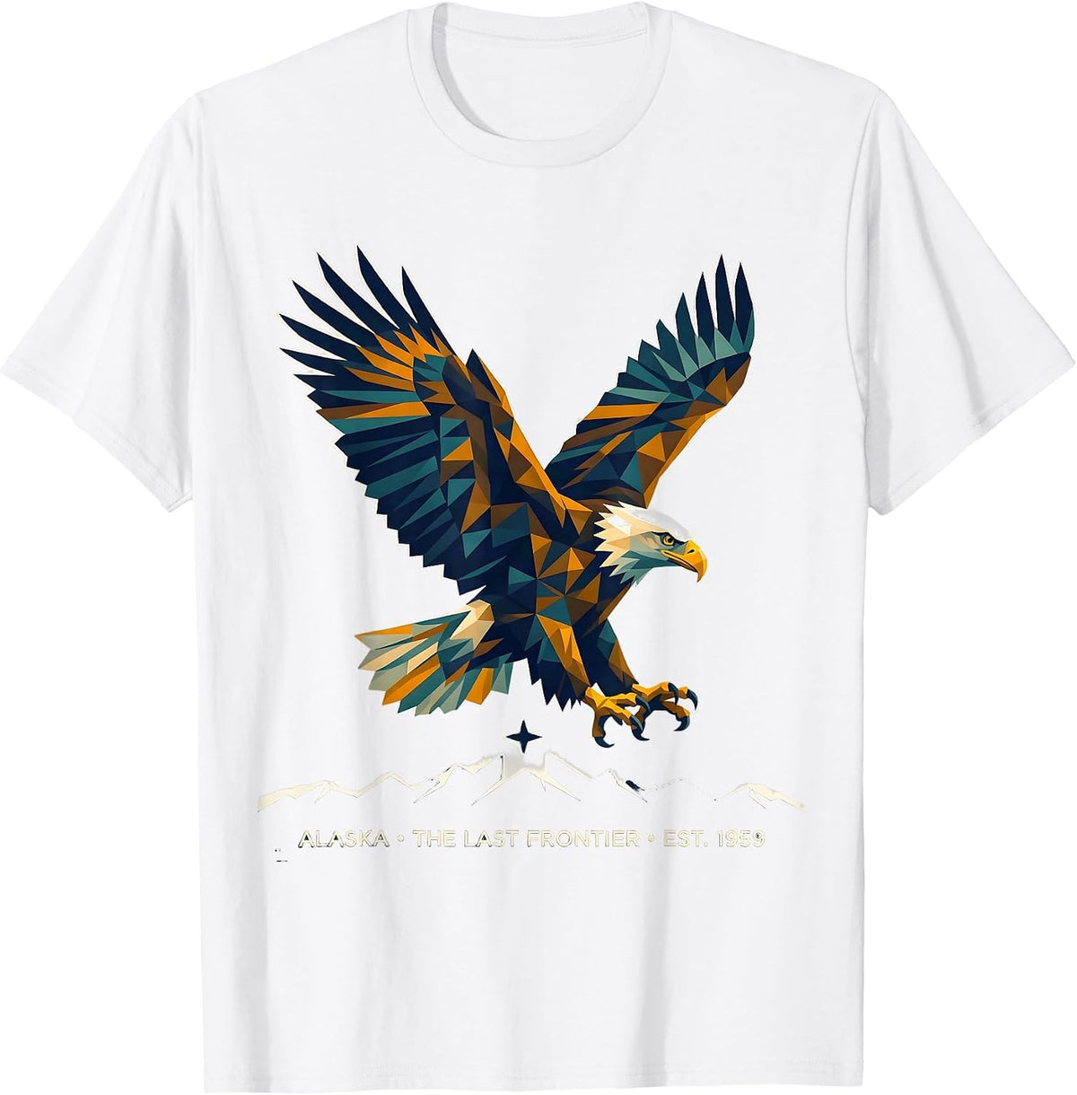 Men's Alaska The Last Frontier Est. 1959 Geometric Eagle Souvenir T-Shirt - White
