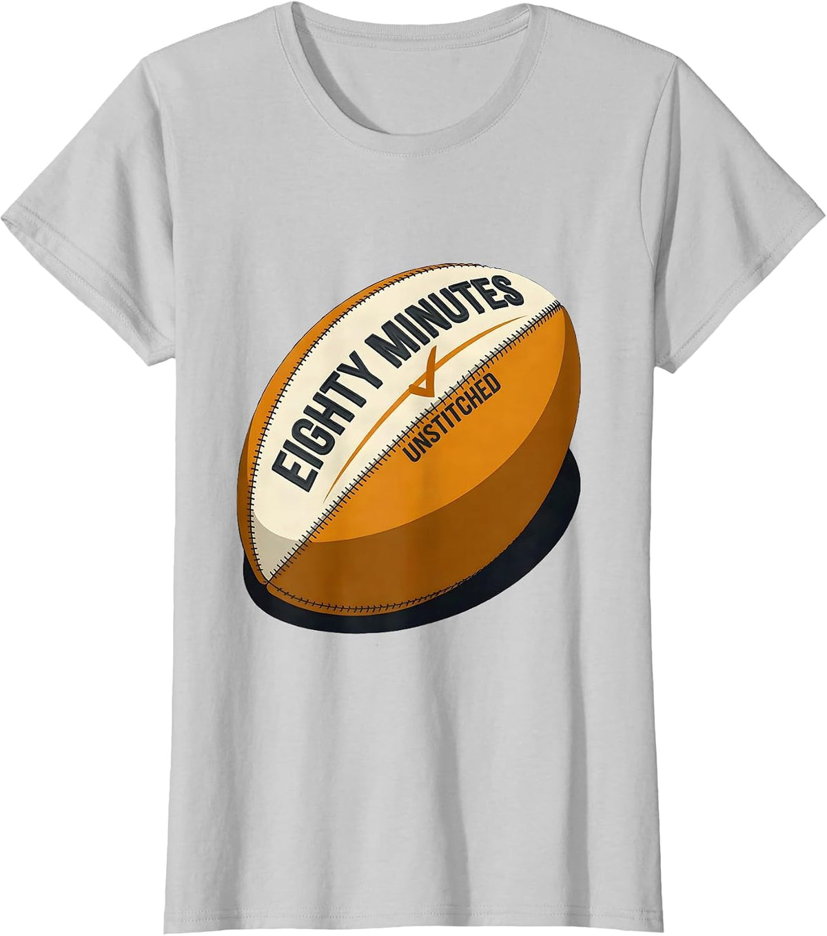 EIGHTY MINUTES UNSTITCHED Rugby Fan Kiwi Pride Supporter T-Shirt - Silver Grey
