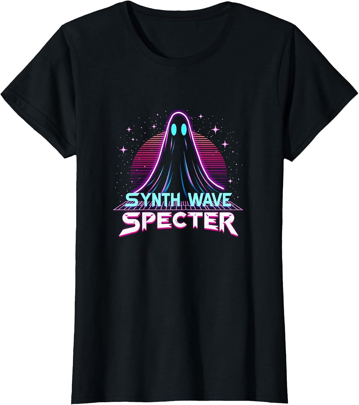 Halloween Music & Art: Synth Wave Specter Retro Ghost T-Shirt - Black