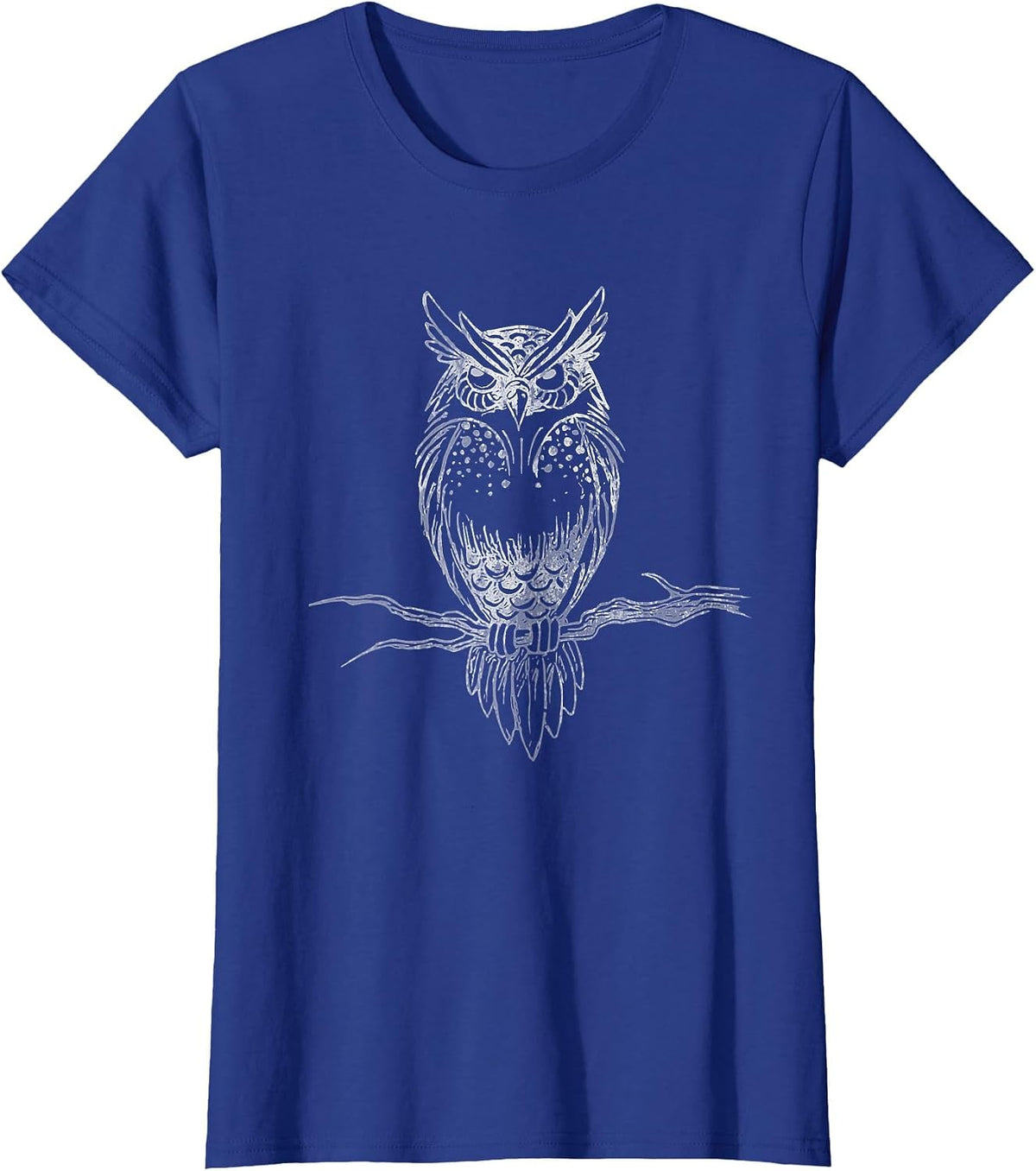 Great Horned Owl Distressed Design T-Shirt T-Shirt - Royal Blue