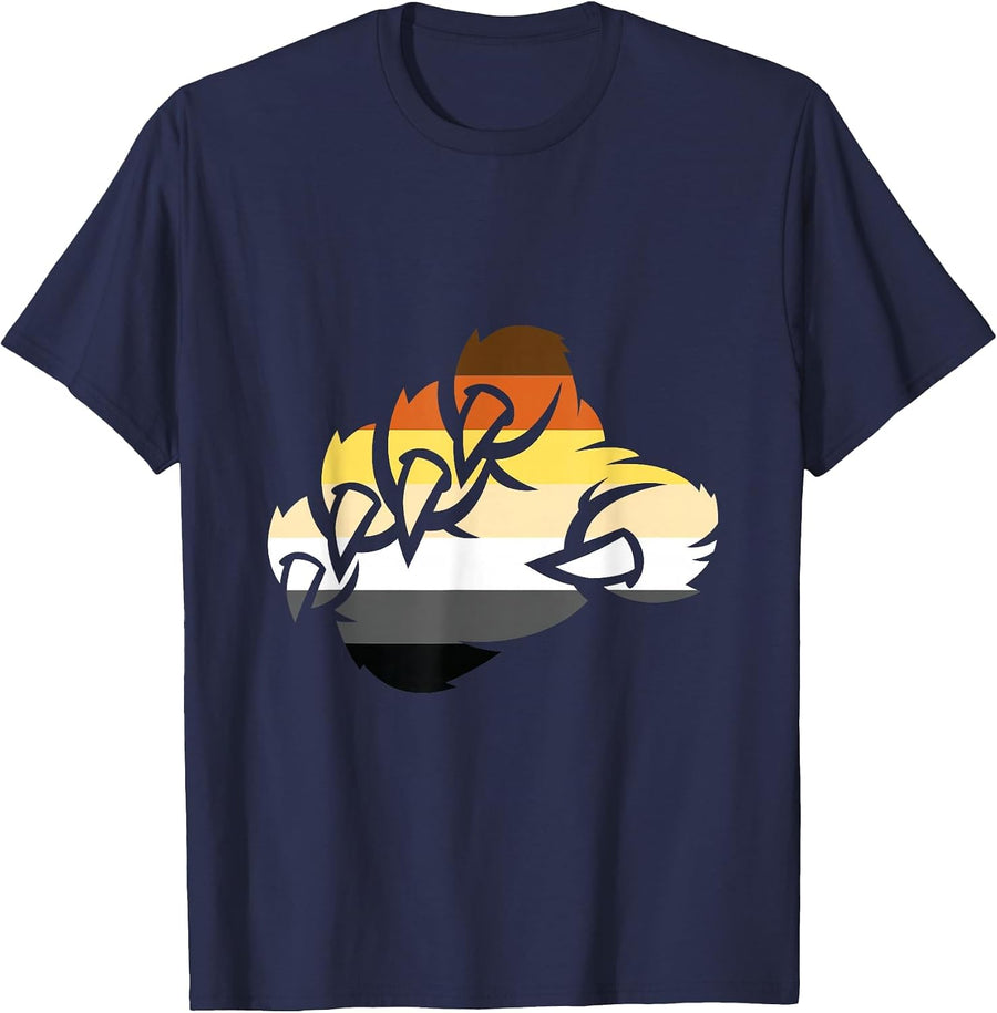 LGBT Papa Gay Gay Pride Month - Bear Paw Bear T-Shirt - Navy Blue