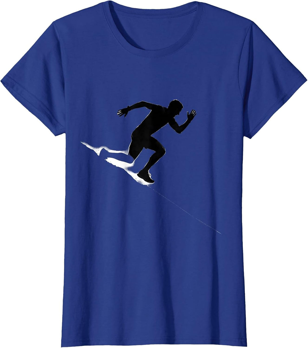 Women's Marathon Runner Cresting Hill Running Graphic T-Shirt - Royal Blue
