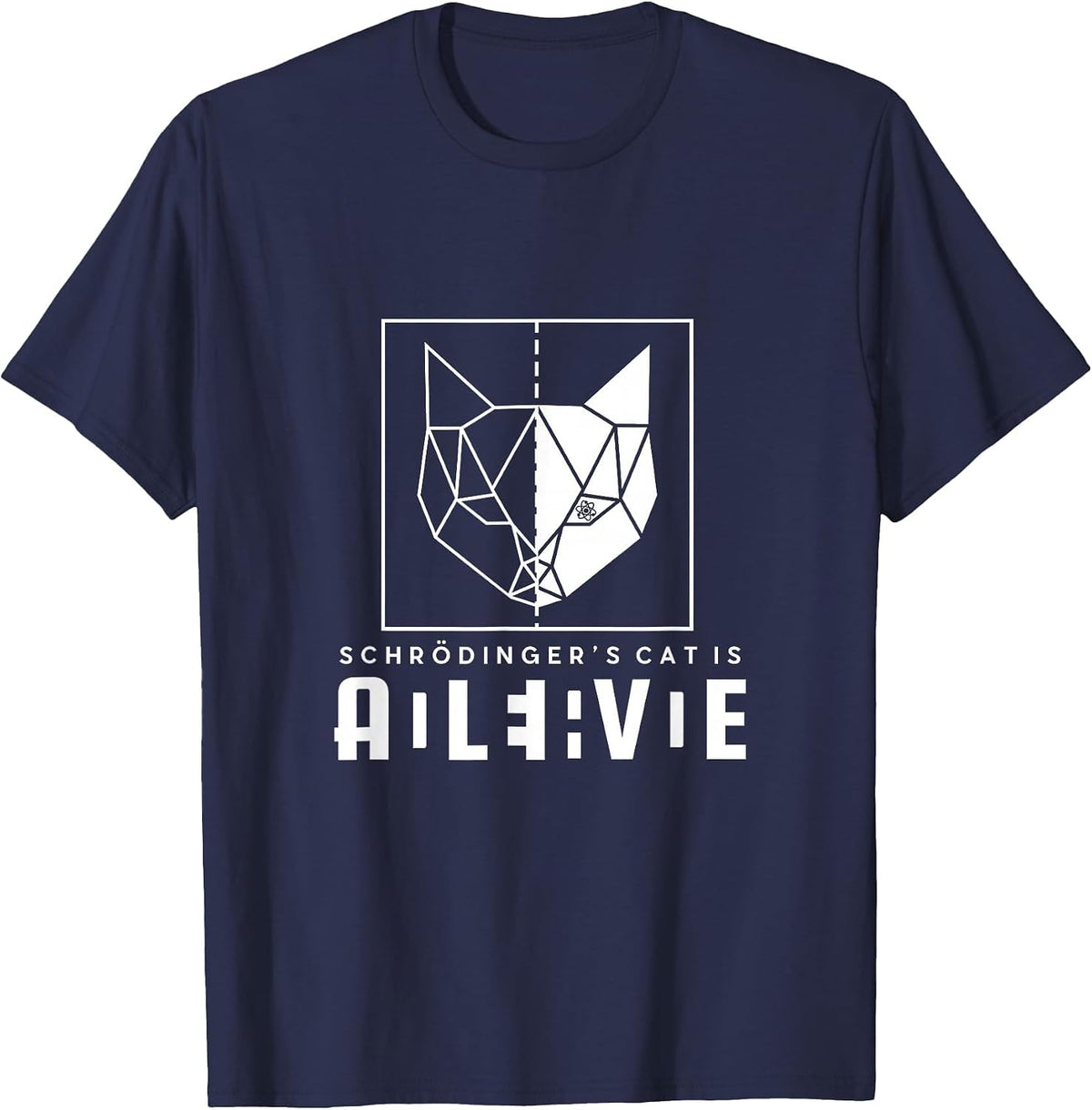 Schrödinger's Cat is Both Dead and Alive Physics Physicist T-Shirt - Navy Blue
