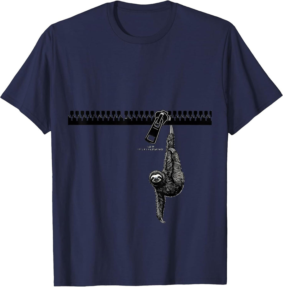 Ease Up The Sloth's Already Done Funny Sloth Lover Humor T-Shirt - Navy Blue