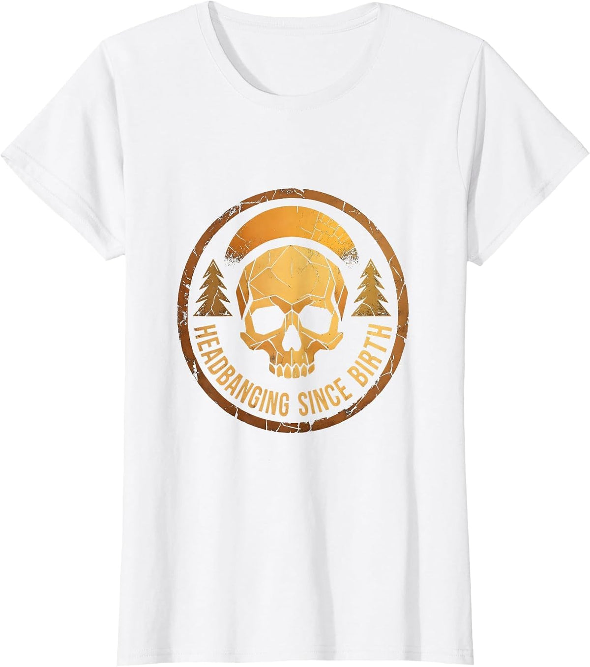 Headbanging Since Birth Heavy Metal Design T-Shirt - White