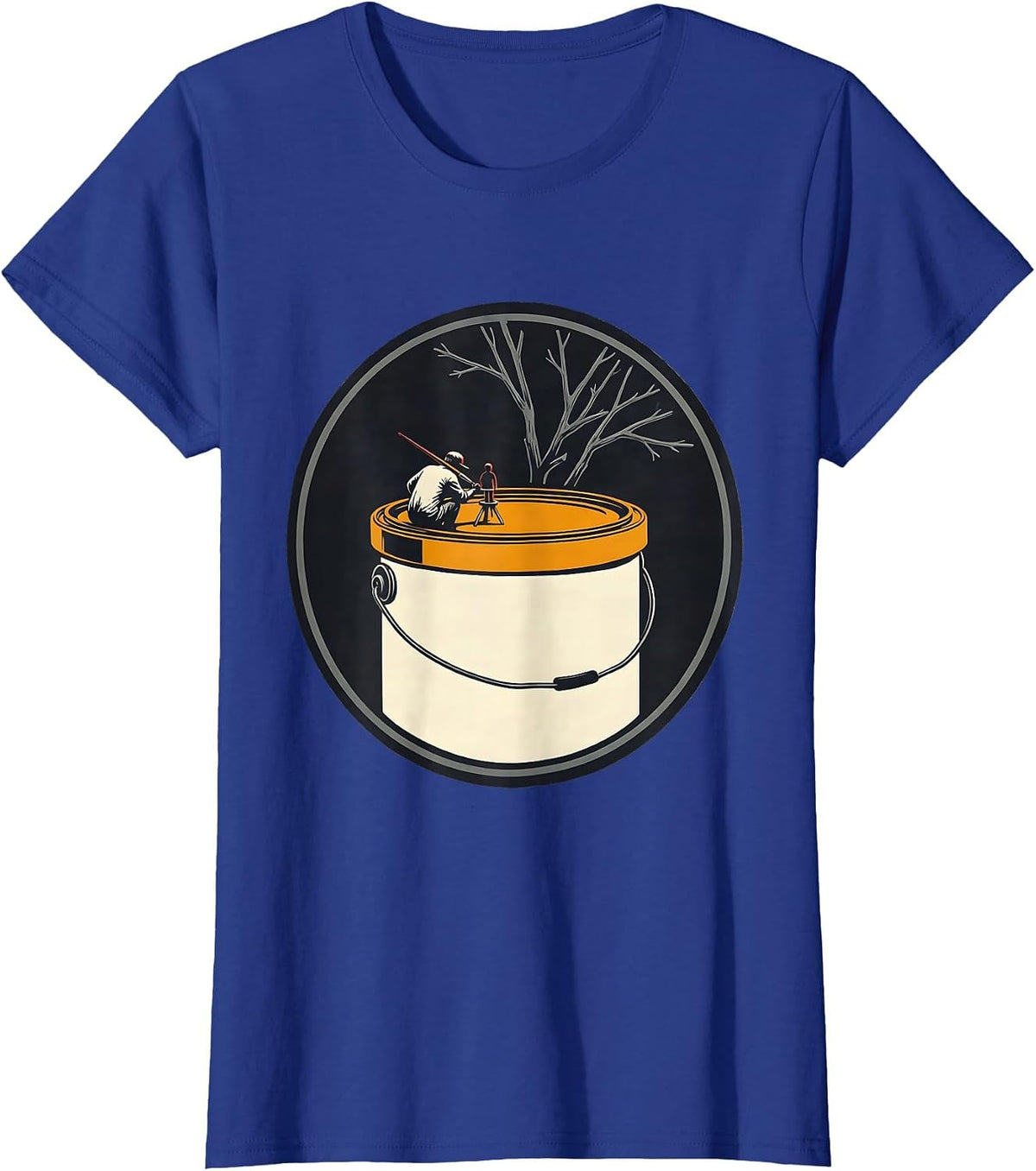 Women's Painter Miniature Badge Screenprint Artist Humor T-Shirt - Royal Blue