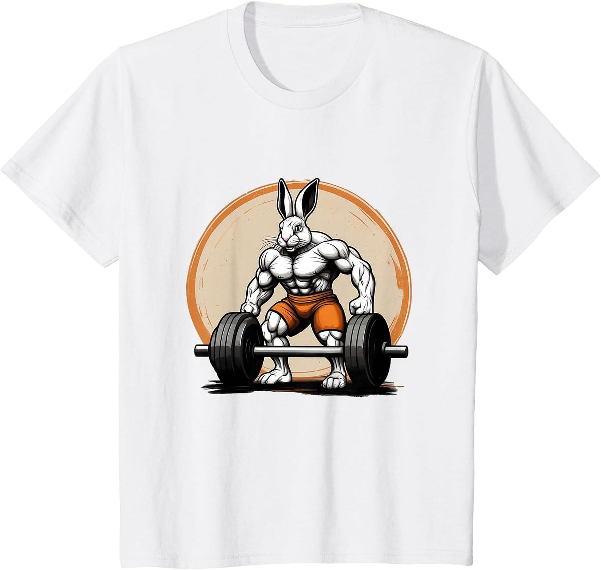 Bodybuilder Easter Bunny Powerlifting in the Gym T-Shirt - White