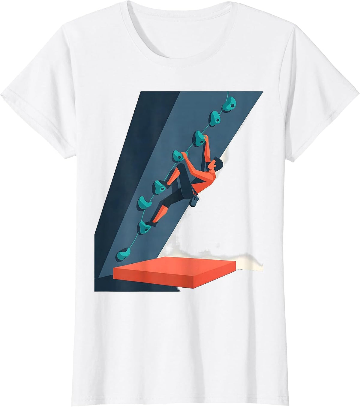 Bouldering Wall Climber Flat Vector Humor Gift T-Shirt - White